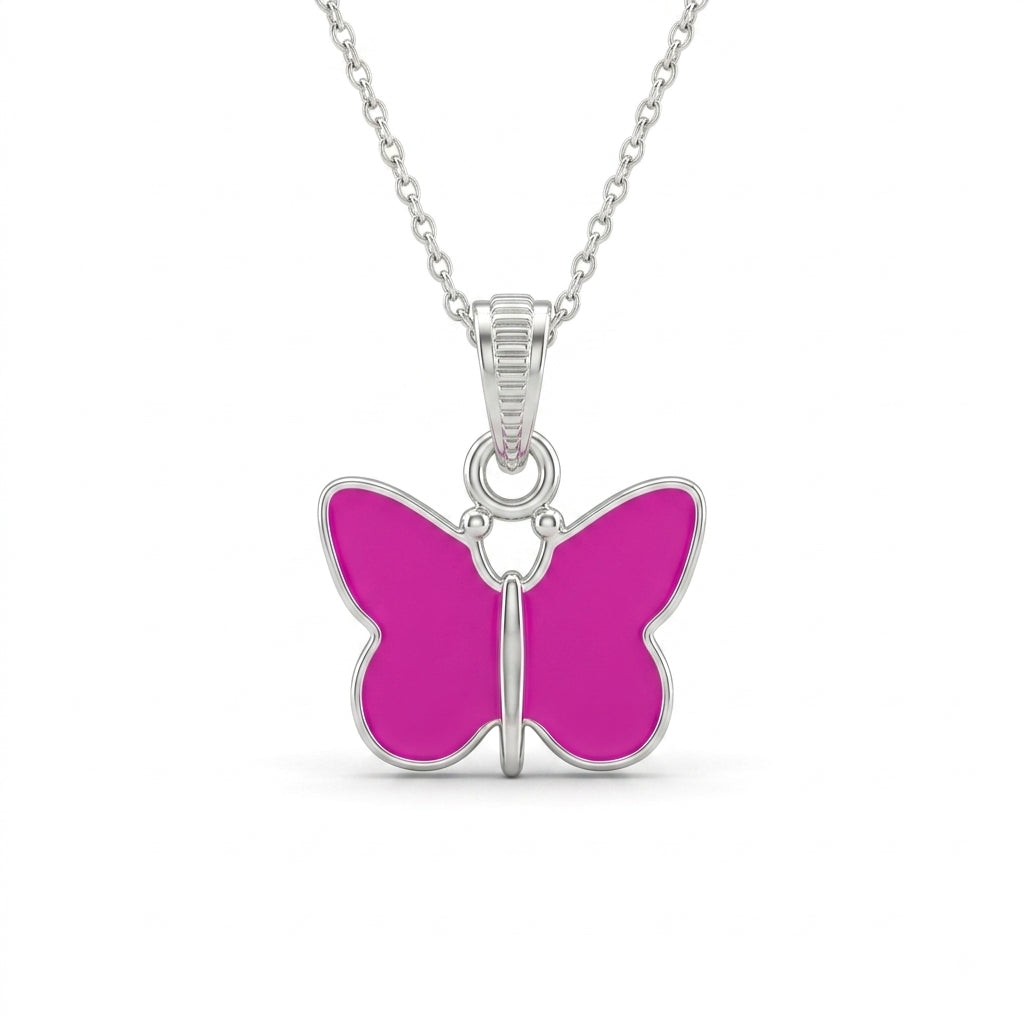 Pink Butterfly Enamel Pendant