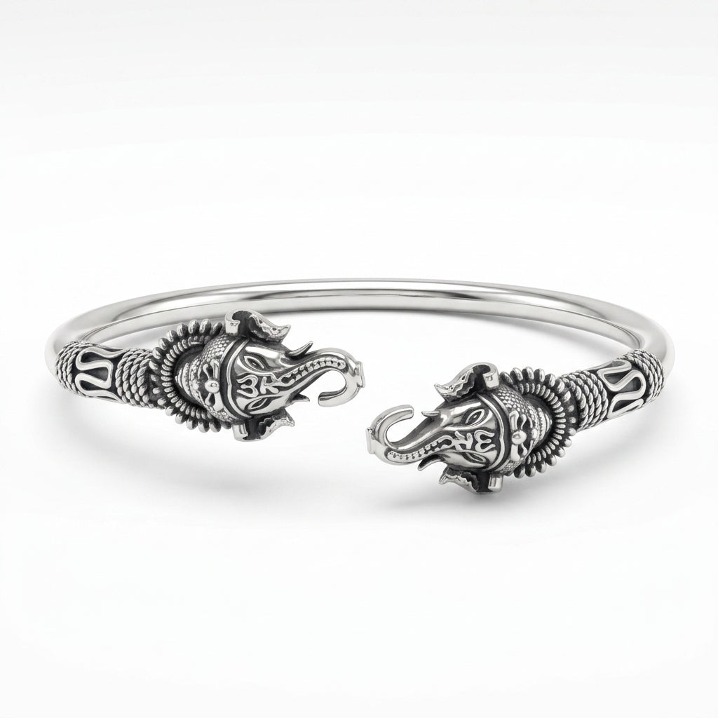 Oxidised Ganesha Cuff Bracelet