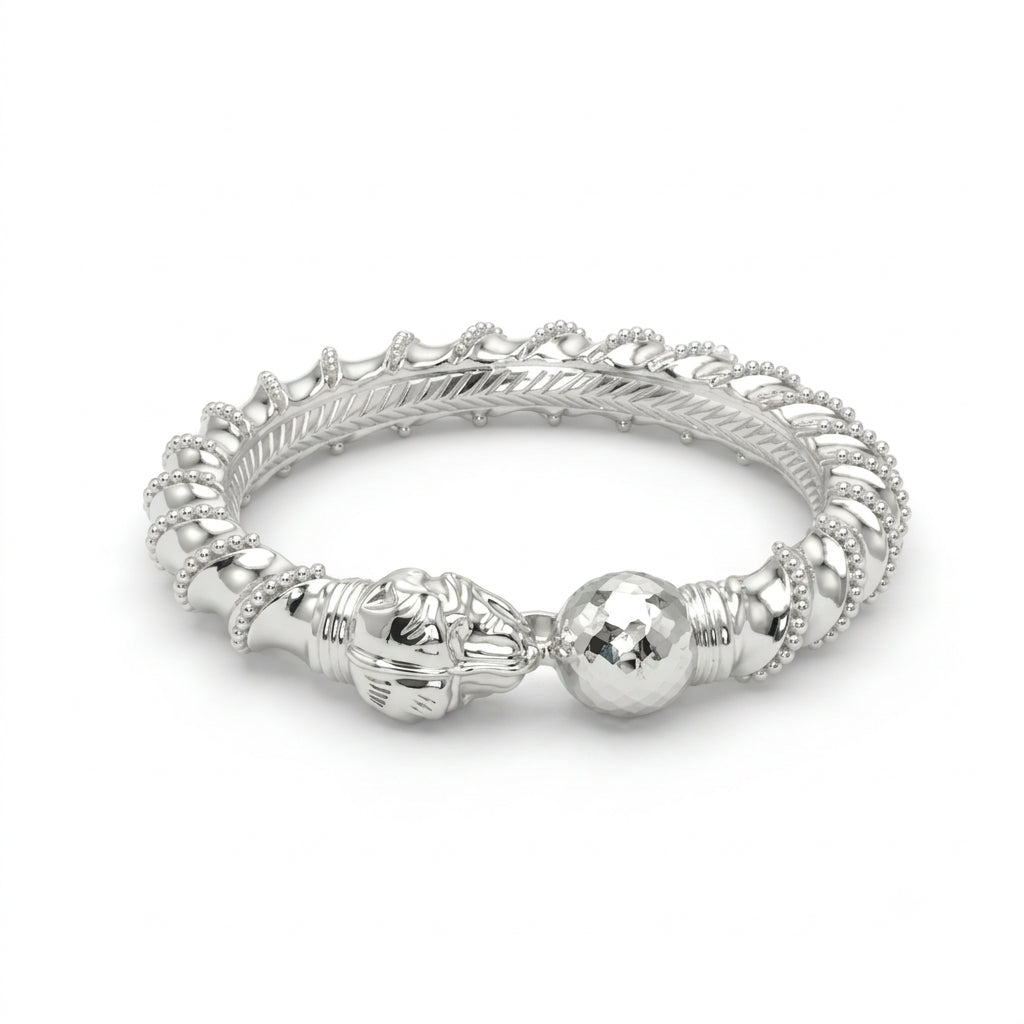 Royal Tiger Spiral Naksha Bala Silver Mukh Bangle