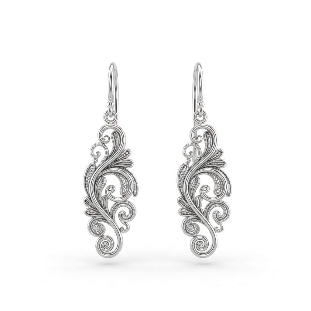 Oxidised Hook Drop Earrings