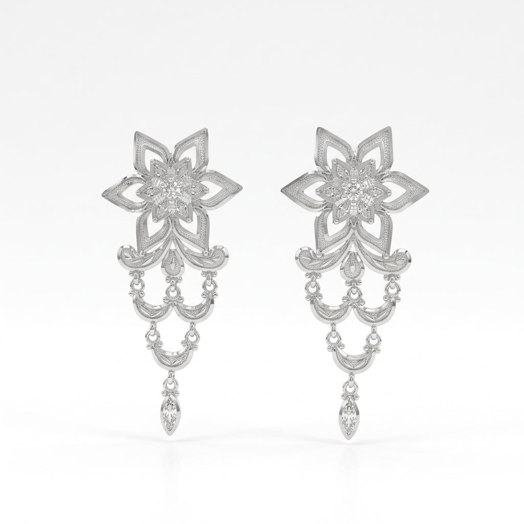 Star Flower Chandelier Drop Earrings