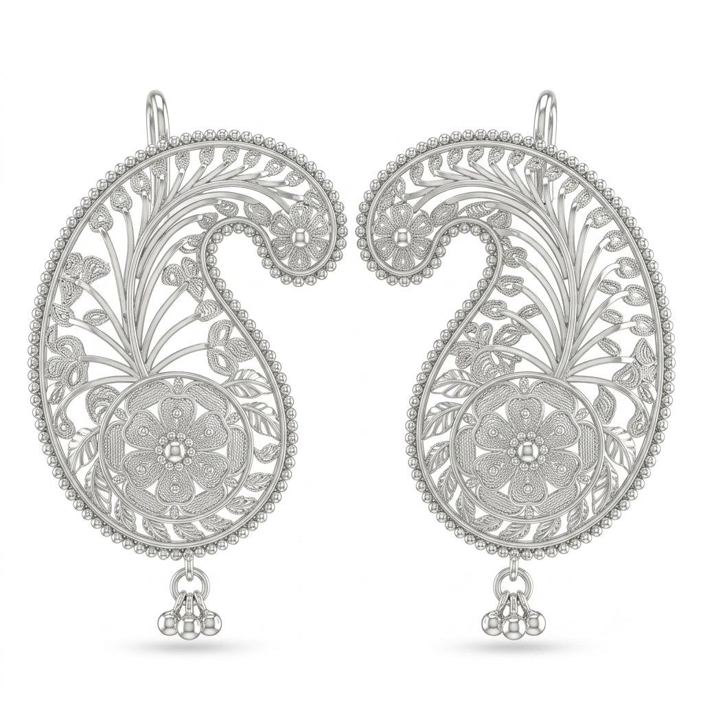 Kalka Floral Leaves Filigree Kaan Earrings