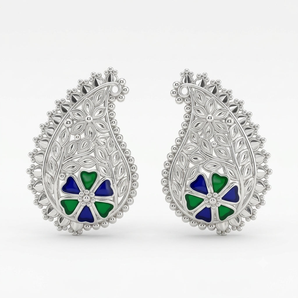 Kalka Floral Meenakari Pasha Stud Earrings