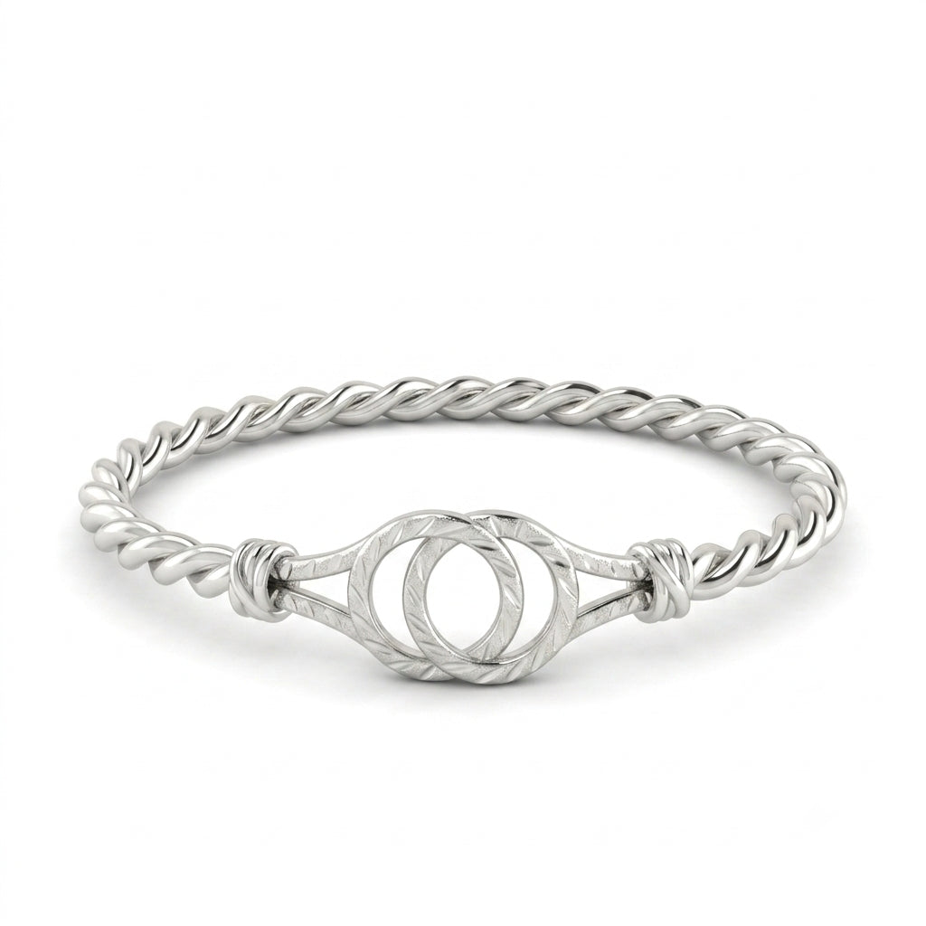 Slim Interlocked Circle Twisted Bangle