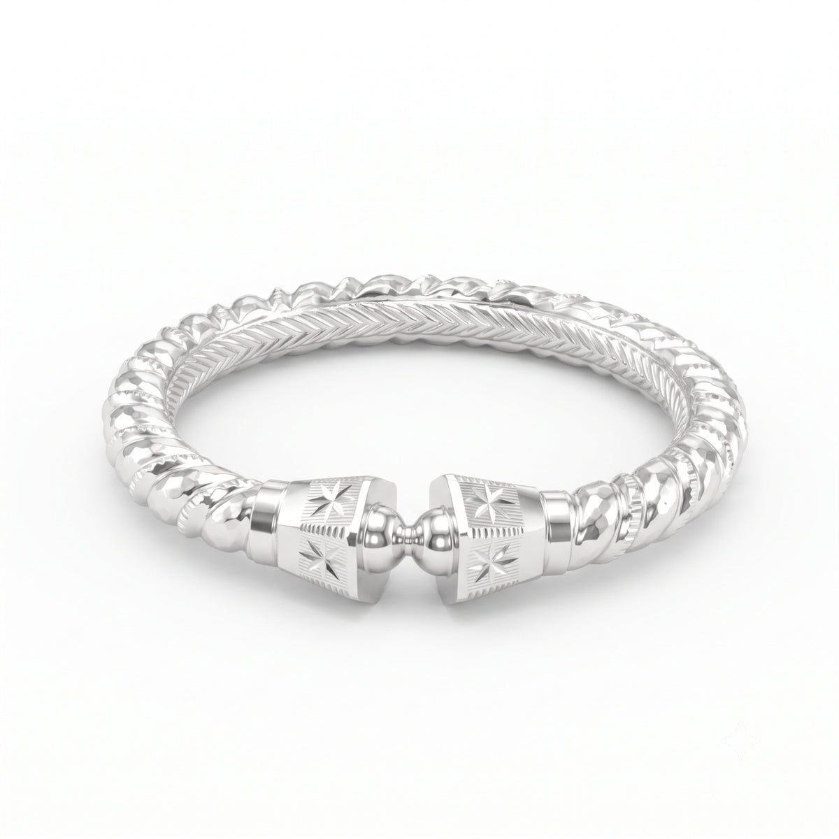 Spiral Naksha Bala Silver Mukh Bangle