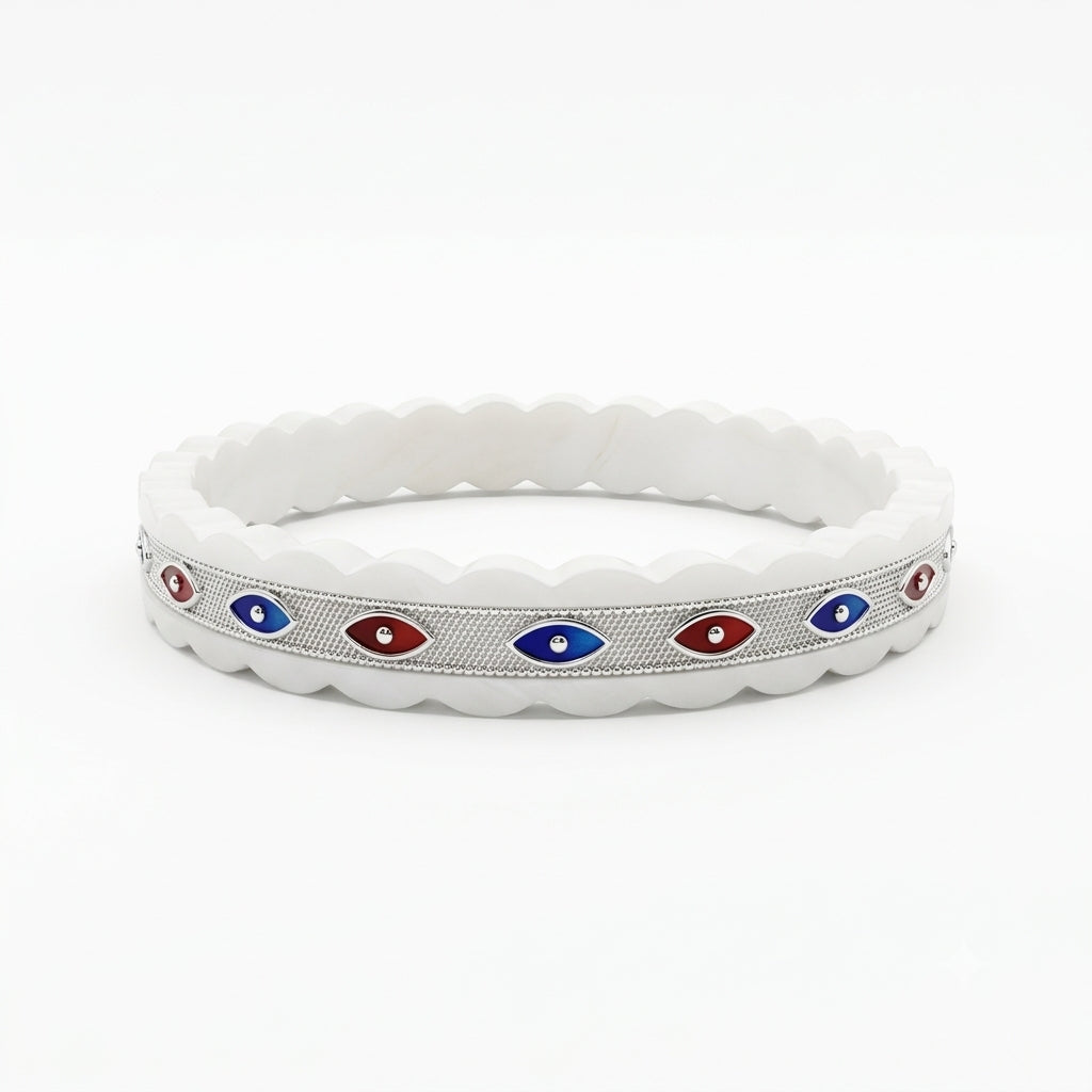 Blue Maroon Meenakari Channel Sankha Bangle