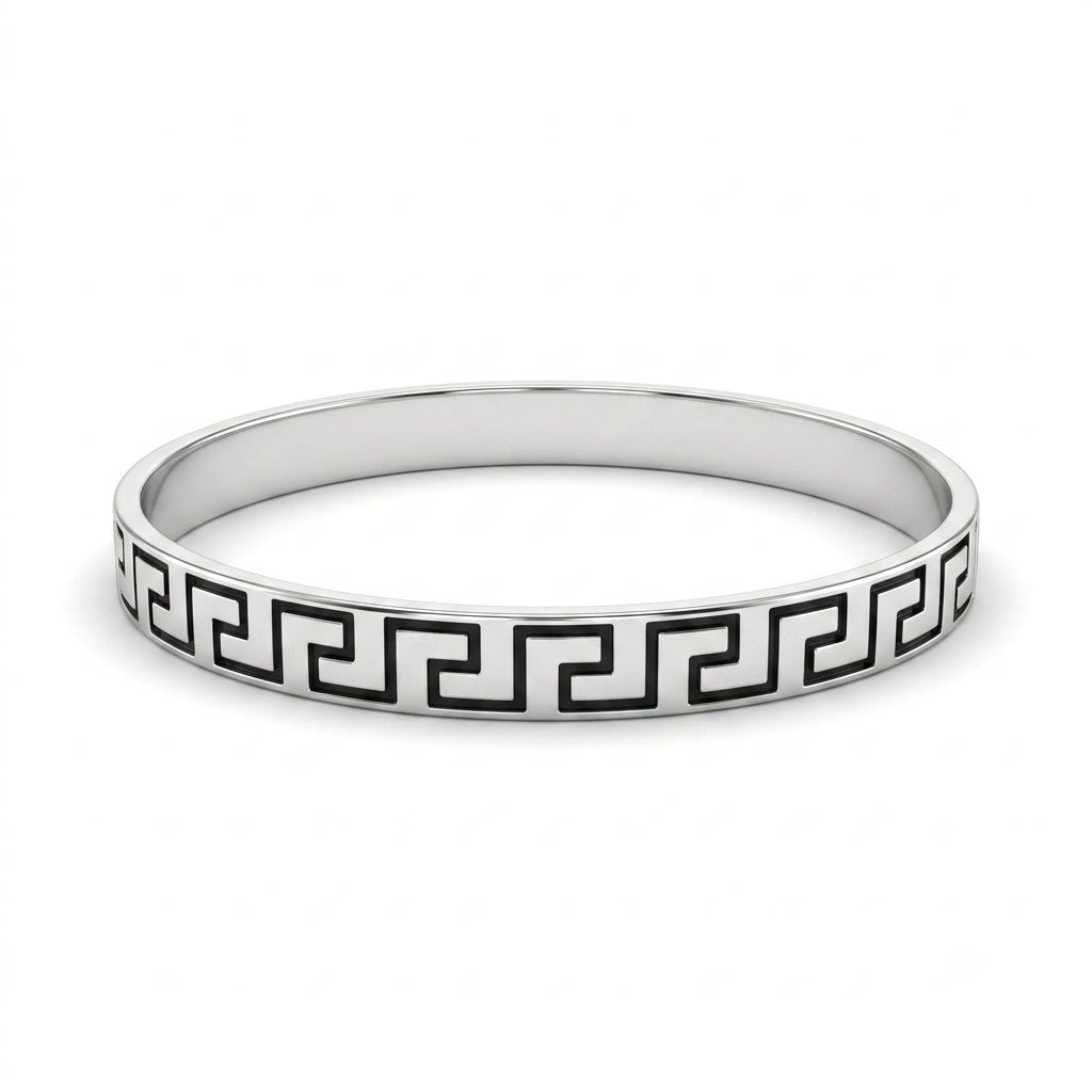 Oxidised Greek Key Kada