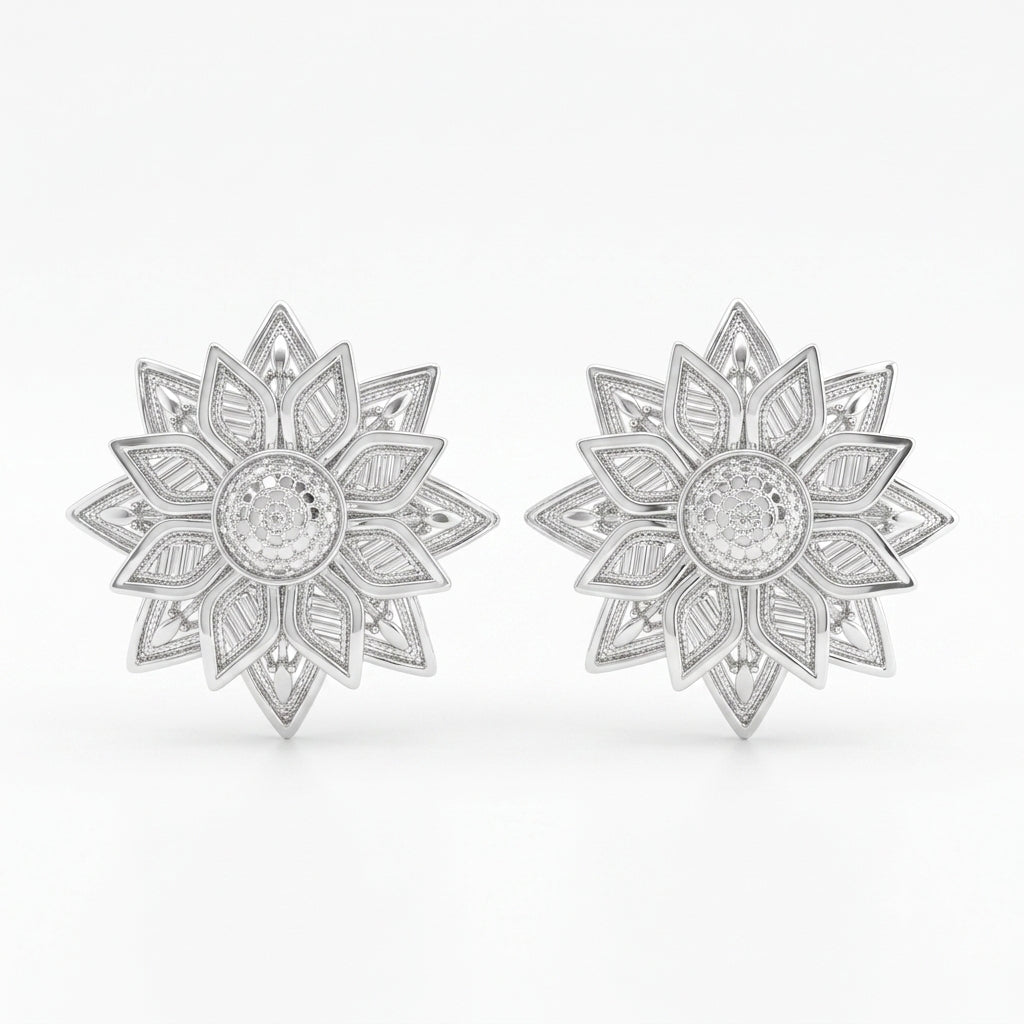 Pointed Petal Floral Pasha Stud Earrings