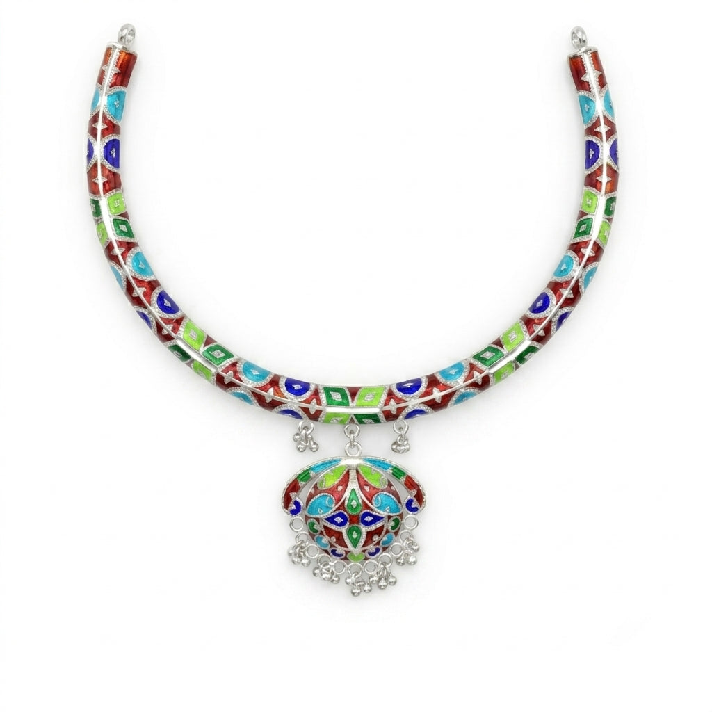 Multicolour Meenakari Hanshuli Necklace
