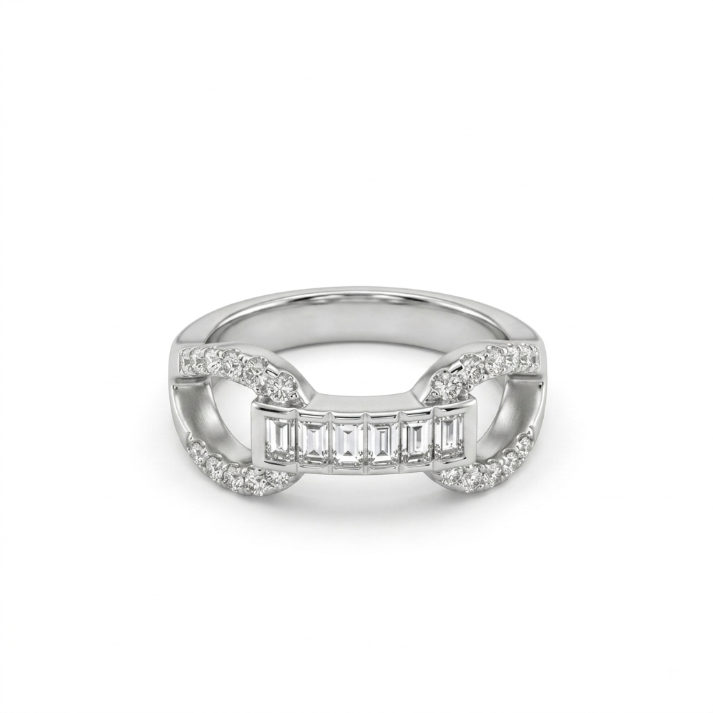 Zircon Studded Linked Ring