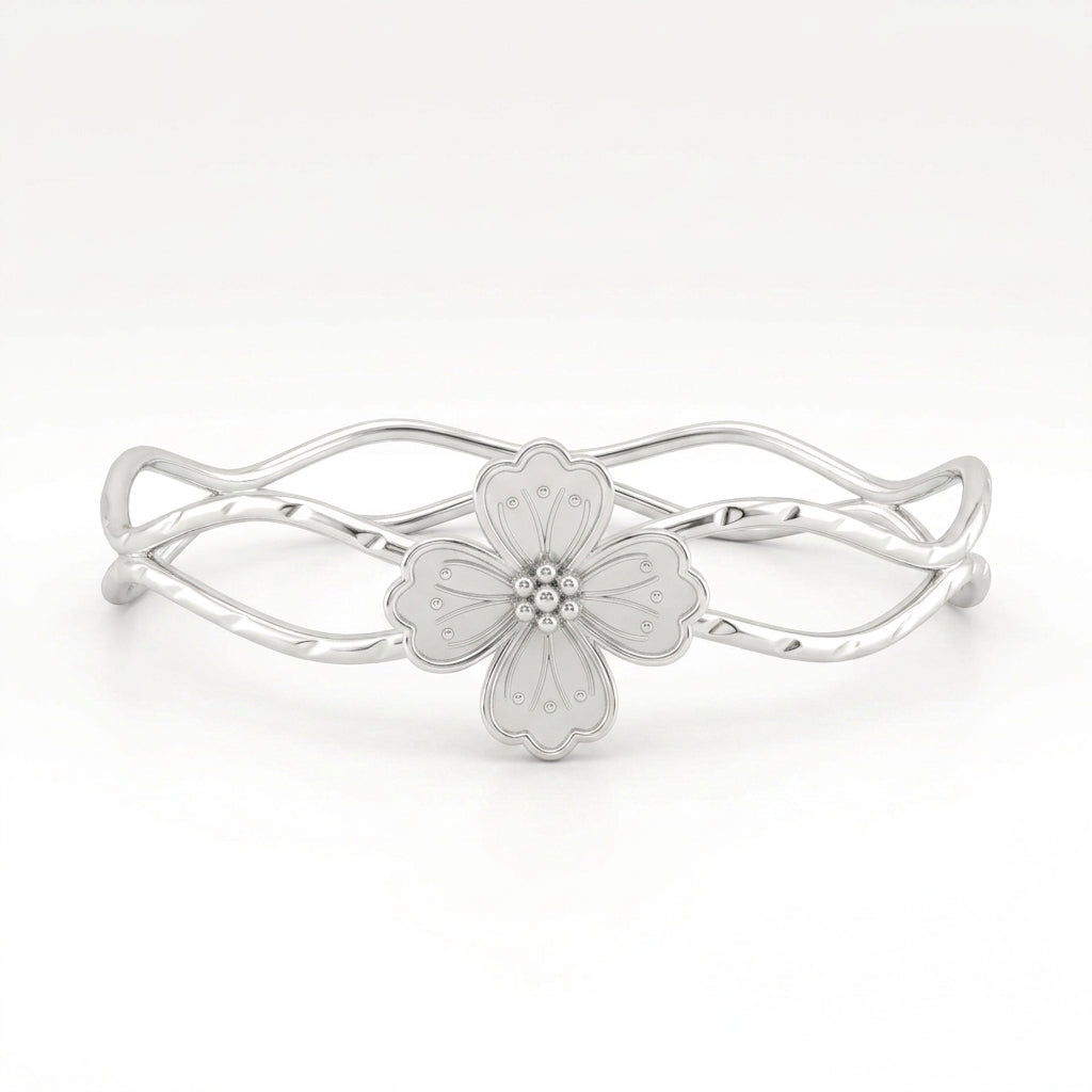 Floral Wavy Four Petal Bangle