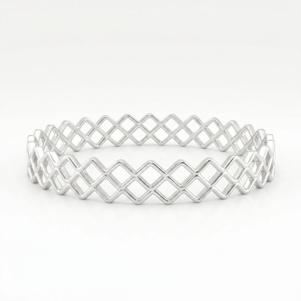 Slim Geometric Lattice Open Bangle