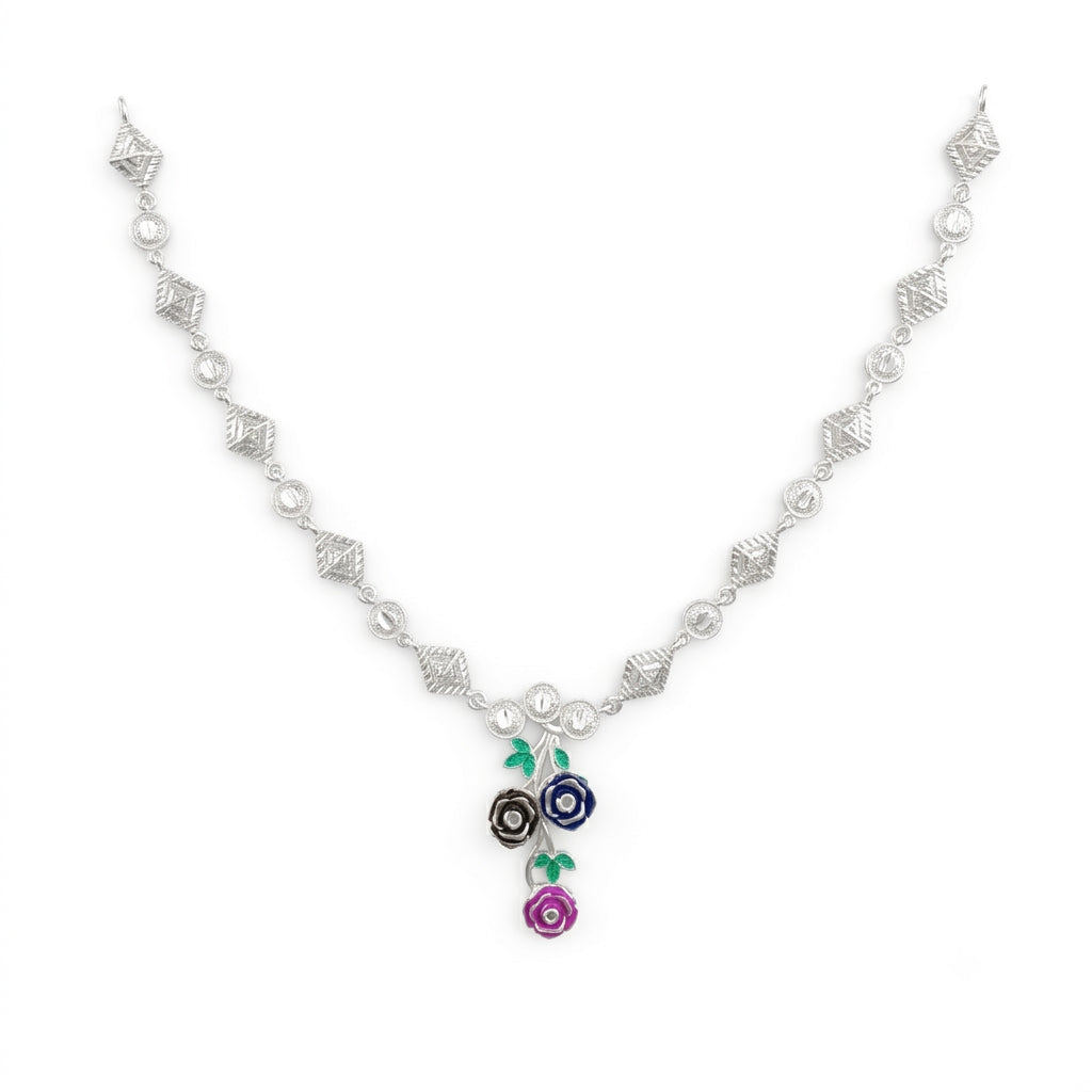 Rose Leaf Enamel Necklace