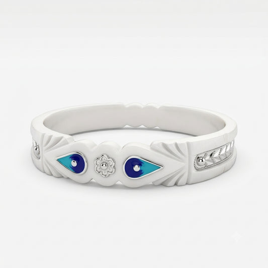 Blue Teardrop Meenakari Sankha Bangle