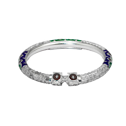 Green Blue Brown Manipuri Meenakari Bala Silver Mukh Bangle