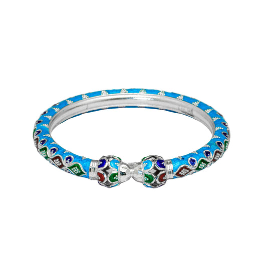 Firoza Manipuri Meenakari Bala Silver Mukh Bangle