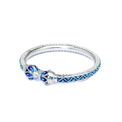 Blue Manipuri Meenakari Bala Silver Mukh Bangle