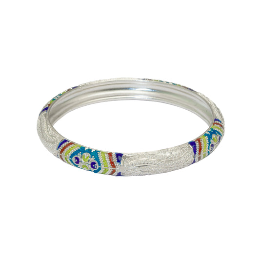 Meenakari Bouti Bala Silver Bangle