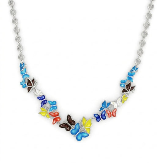 Colourful Butterflies Enamel Necklace