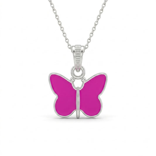 Pink Butterfly Enamel Pendant