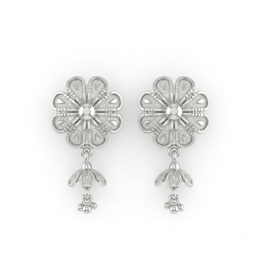 Filigree Flower Bell Drop Earrings