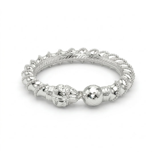 Royal Tiger Spiral Naksha Bala Silver Mukh Bangle