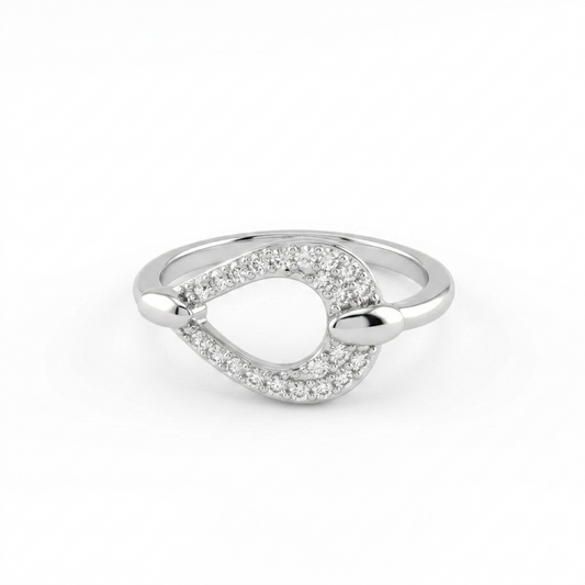 Zircon Studded Horizontal Teardrop Ring