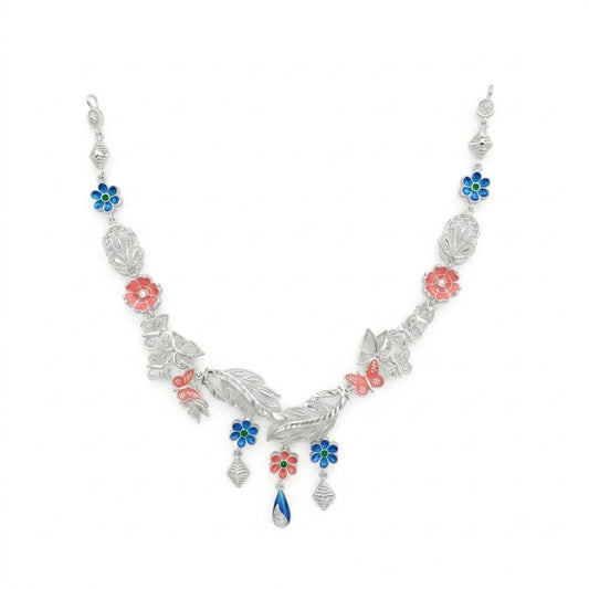 Butterfly Floral Leaf Meenakari Necklace