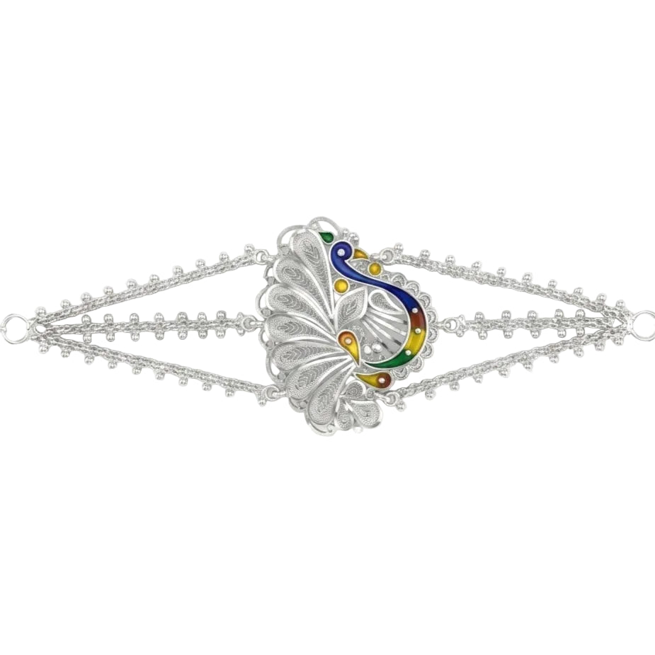 Peacock Fan Filigree Meenakari Mantasha