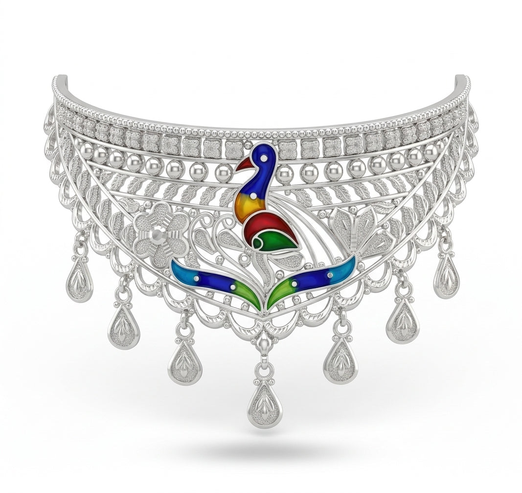 Peacock Meenakari Choker Necklace