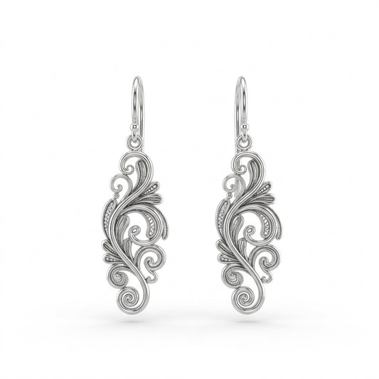 Oxidised Hook Drop Earrings