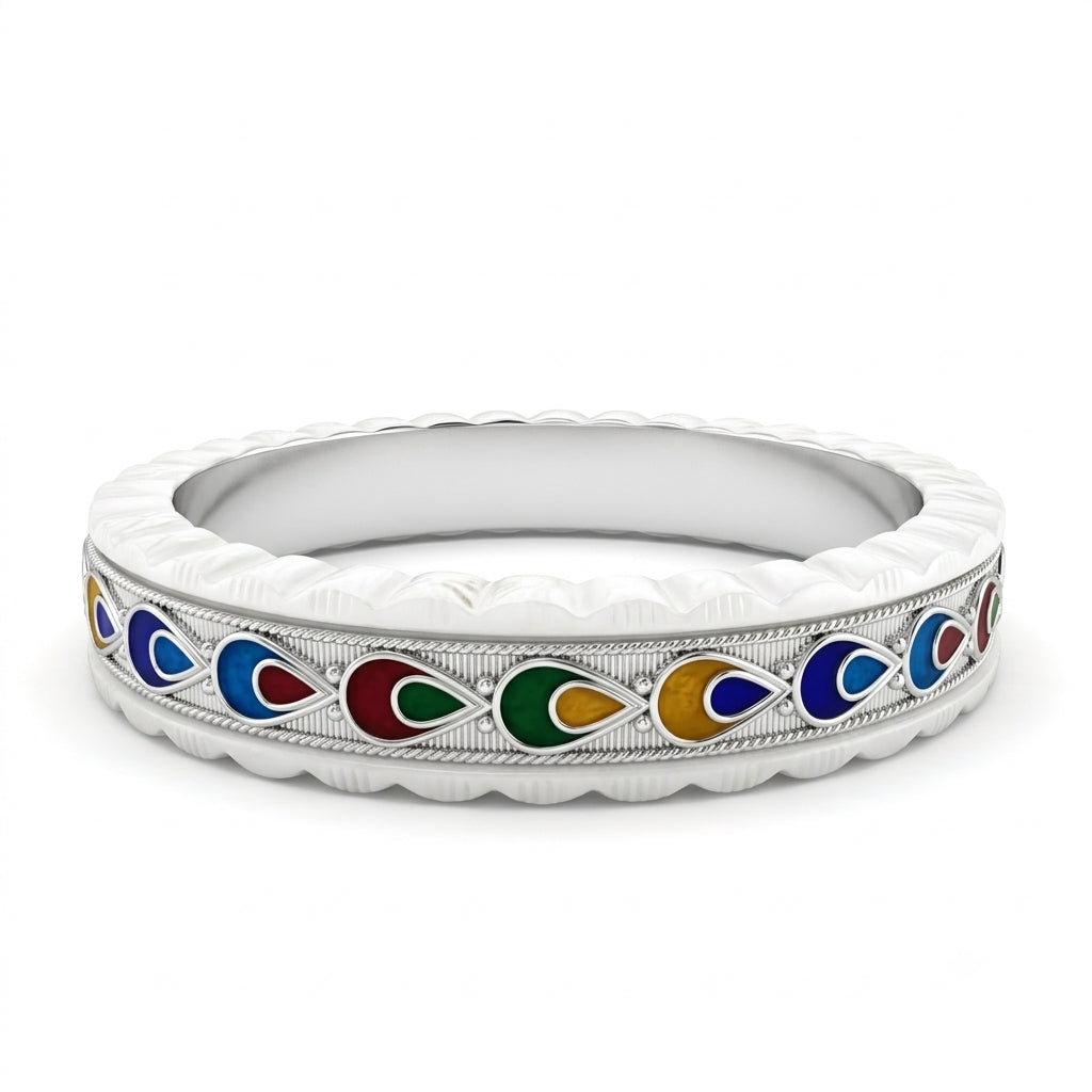 Multicoloured Teardrop Meenakari Channel Sankha Bangle