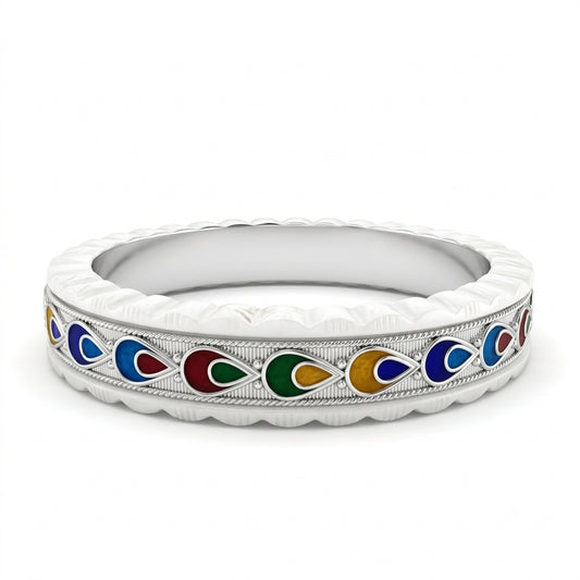 Multicoloured Teardrop Meenakari Channel Sankha Bangle