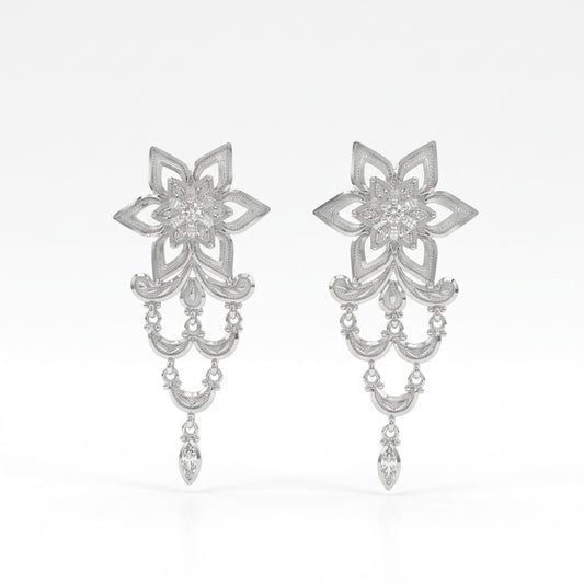 Star Flower Chandelier Drop Earrings