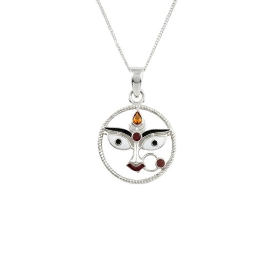 Durga Meenakari Round Pendant