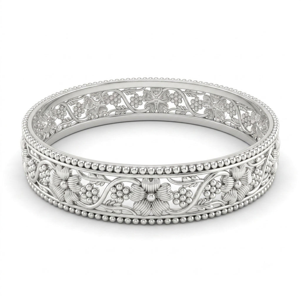 Oxidised Flower Leaf Bangle