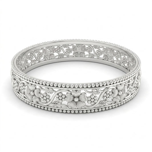 Oxidised Flower Leaf Bangle