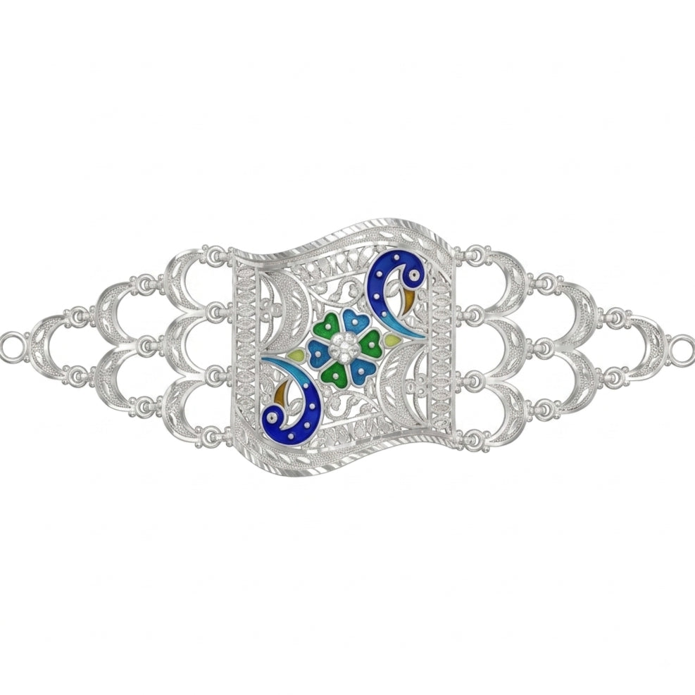 Blue Peacock Floral Panel Meenakari Mantasha
