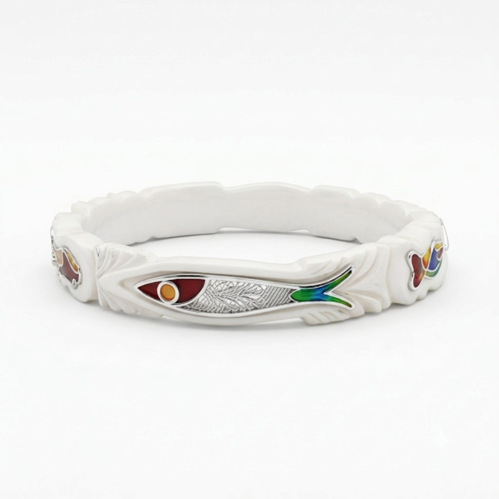 Peacock Fish Meenakari Sankha Bangle