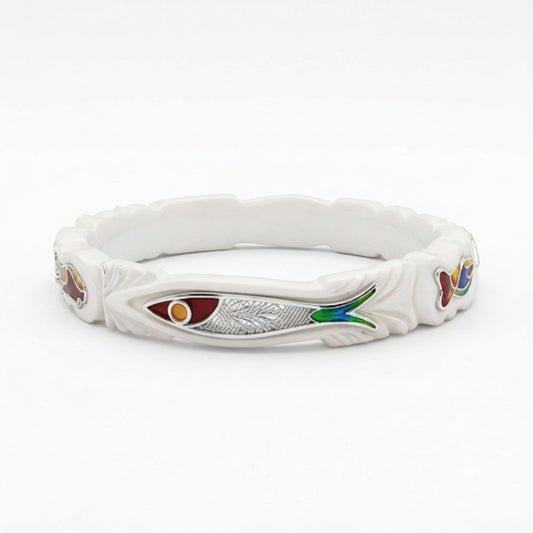Peacock Fish Meenakari Sankha Bangle