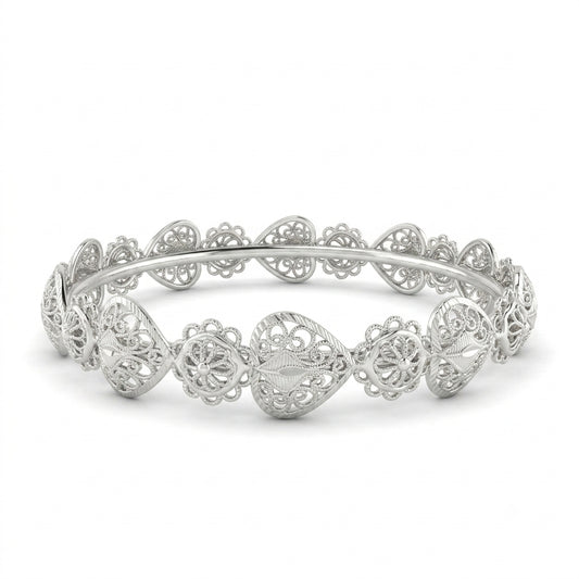 Filigree Heart Floral Bangle
