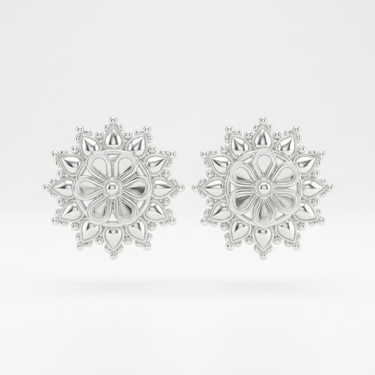 Beaded Petal Floral Pasha Stud Earrings