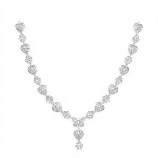 Butterfly Heart Floral Filigree Necklace