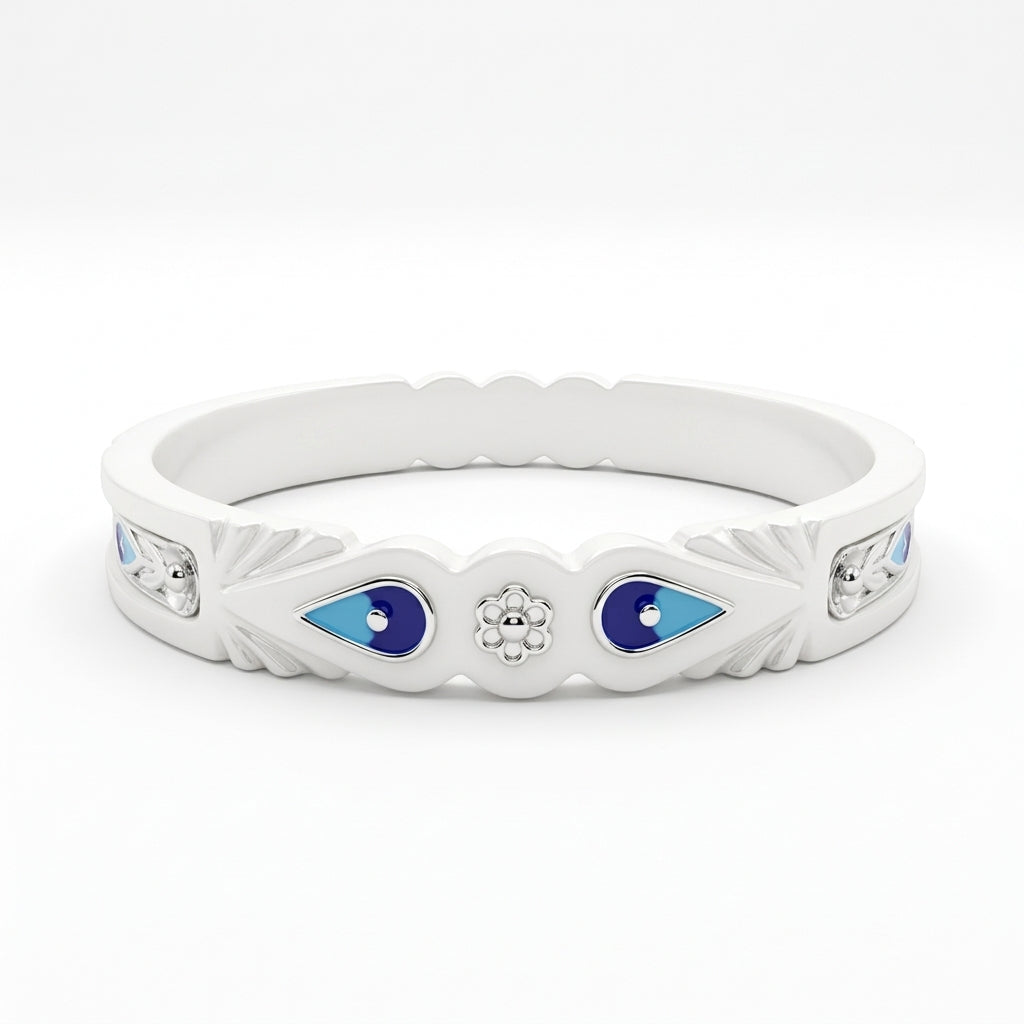 Blue Teardrop Meenakari Sankha Bangle