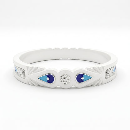 Blue Teardrop Meenakari Sankha Bangle