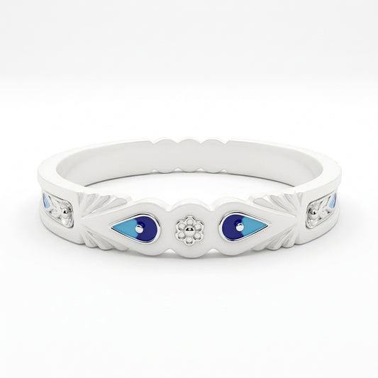 Blue Teardrop Meenakari Sankha Bangle