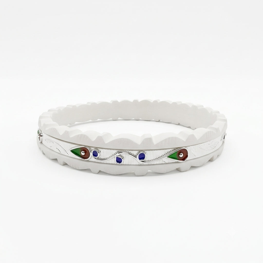 Blue Dot Vine Meenakari Channel Sankha Bangle