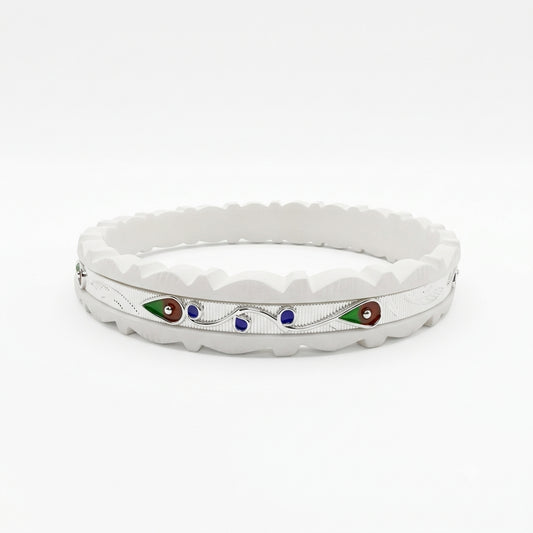 Blue Dot Vine Meenakari Channel Sankha Bangle