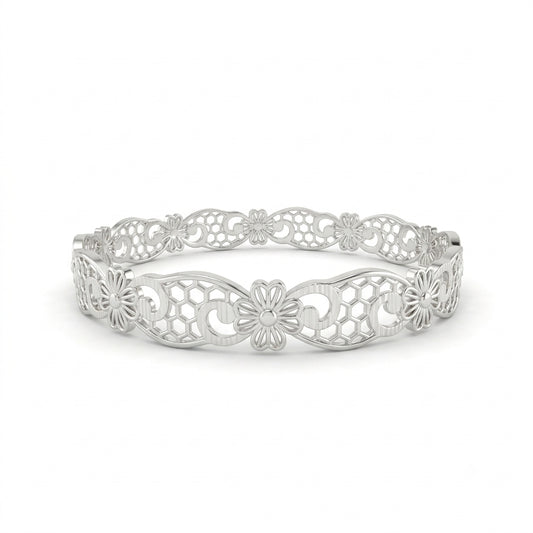 Floral Honeycomb Filigree Bangle