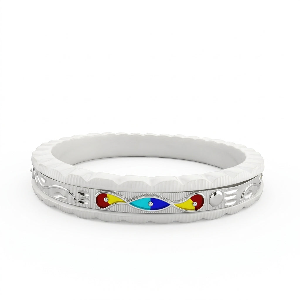 Blue Eye Meenakari Channel Sankha Bangle